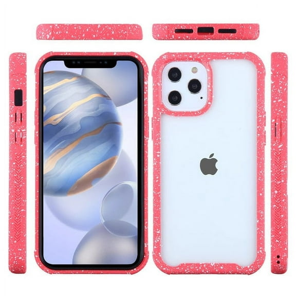 Apple iPhone 12, 12 PRO /6.1" Hybrid with [TPU Cushion] Enhanced Hand-Grip Cushion Frame Shock-Absorbing Armor Rubber [Transparent Clear Red] Phone Cover Fit iPhone 12 Pro /iPhone 12