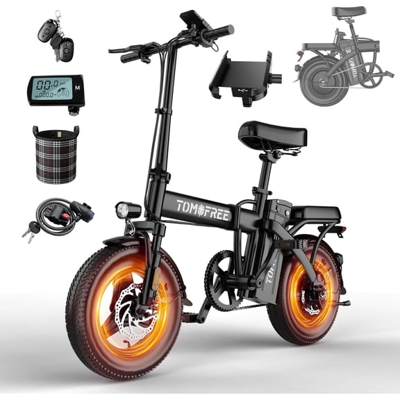 Daily Errands Electric Bike for Adults, P1PRO Reliable Folding Electric Bike, 750W 20MPH 70Miles, 48V 20AH Removable,14In Fat Tire Electric Bike, Heavy Duty Foldable E bike
