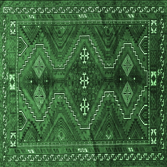 Ahgly Company Indoor Square Persian Emerald Green Traditional Area Rugs, 5' Square