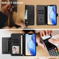 thumbnail image 6 of Multi-Functional Wallet Case for iPhone 14, Card Slots Retro PU Leather Shockproof Flip Cover with Card Slots Zipper Pocket Kickstand Magnetic Wrist Strap & Shoulder Strap - Black, 6 of 16