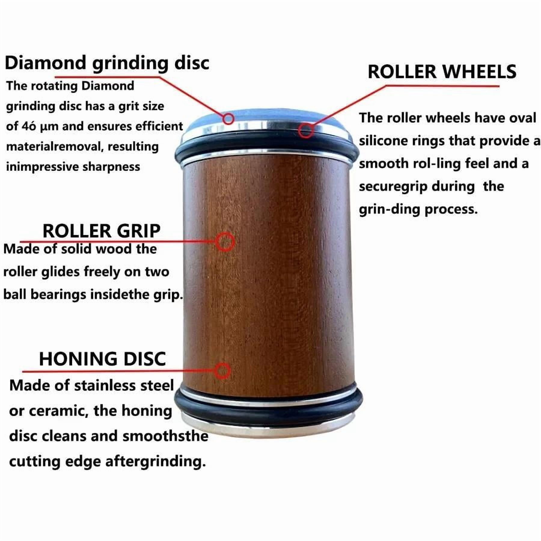 Wooden knife sharpener with magnetic diamond grindstone, manual sharpening system, 15-20 degree angle adjustable hob for kitchen knives
