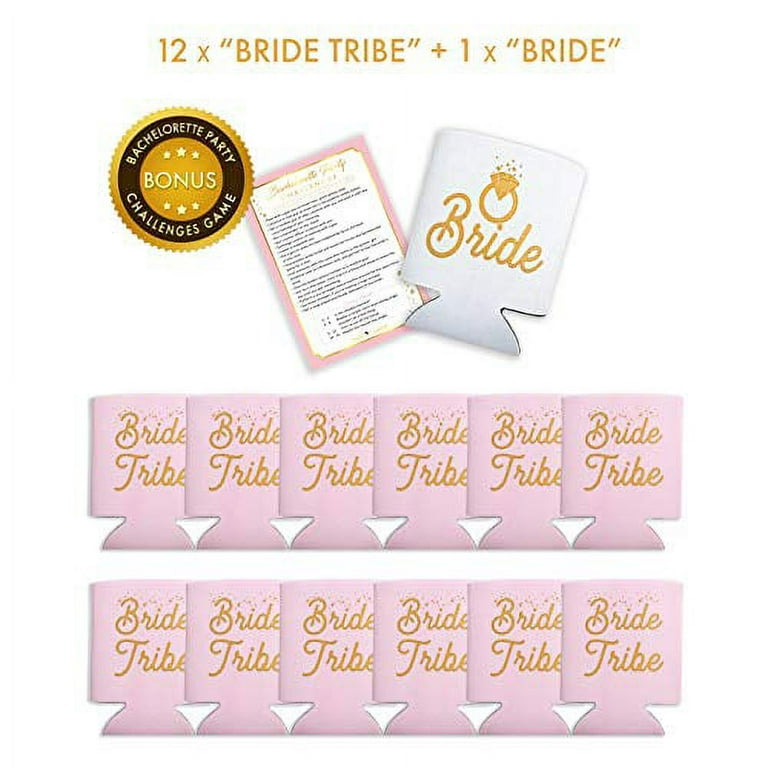 Bachelorette Party Favors - 13 Pack Bridal Shower Decor Can Coolers with  Party Game - Bride 13 Beer Can Insulated Sleeves Bachelorette Party  Supplies, White, Pink with Gold - Bachelor Party 