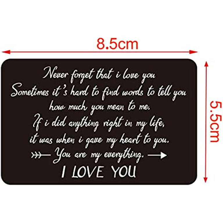 to My Gorgeous Wife, Engraved Wallet Cards for Wife, Love Gifts for Wife,  Anniversary Present Card for Wife Her, I Love You with All My Heart, Wife