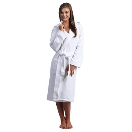 White Hooded Kimono Style Turkish Cotton Terry Bath Robe