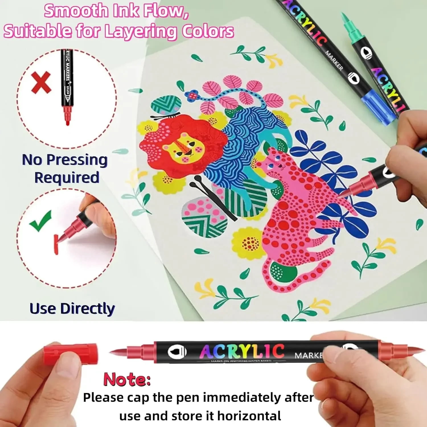24-168 Colors Professional Art Use  Art Brush Marker,  Acrylic Paint Markers Dual Tip Coloring Markers for Note taking Planner Calligraphy Drawing,