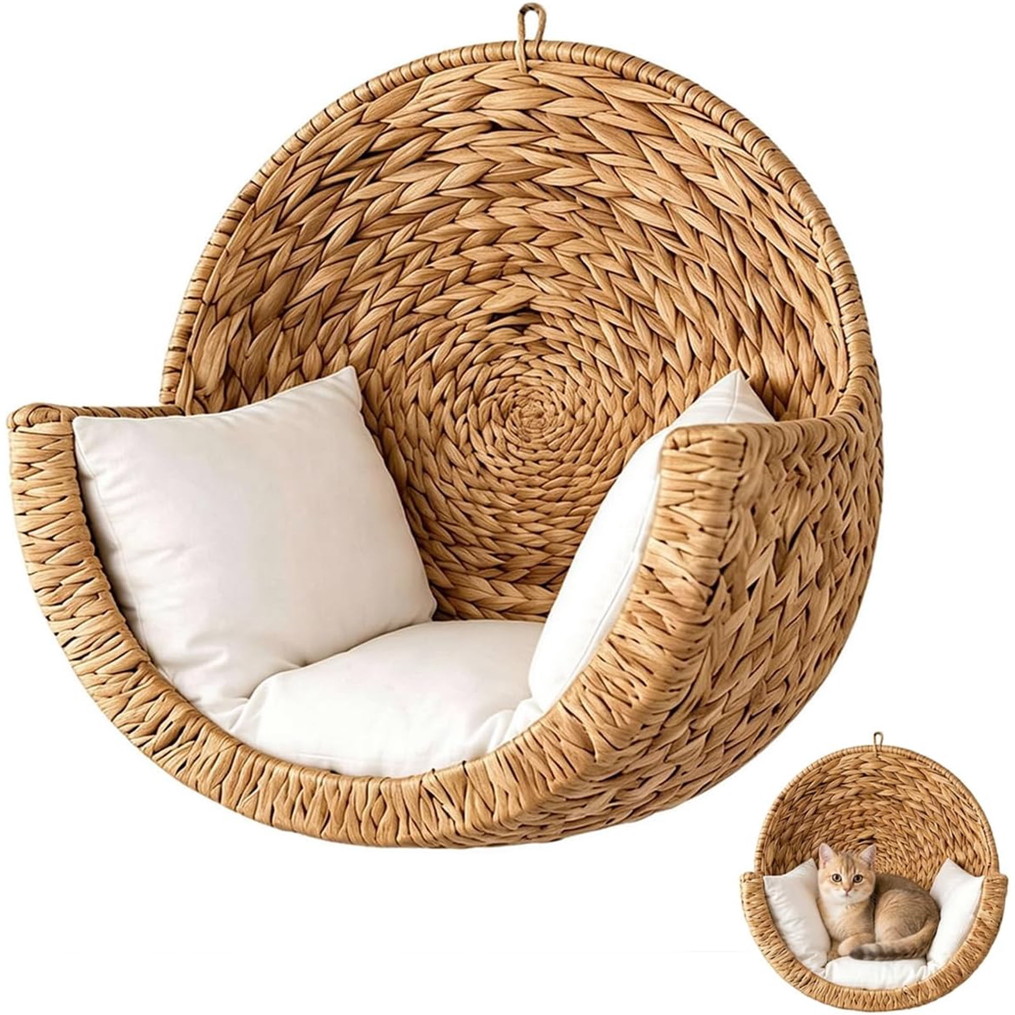For Indoor Cats Cozy Handwoven Hanging Cat Bed Boho Macrame Elevated Space-Saving 15.75 in 1 Pack