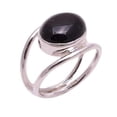 thumbnail image 3 of Black Onyx Oval 925 Sterling Silver Handmade Statement Women December Gemstone Boho Ring Size 13.5, 3 of 4