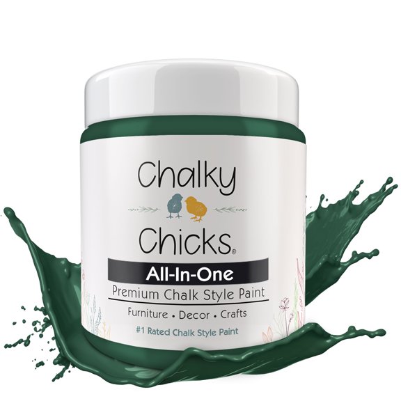 Chalky Chicks 4 Fl Oz Matte Shamrock (Dark Green) Chalk Paint for Furniture Without Sanding - No Prep Furniture Paint No Sanding All in One for Crafts, Wood, Walls, Cabinet, Metal, Dresser, Farmhouse