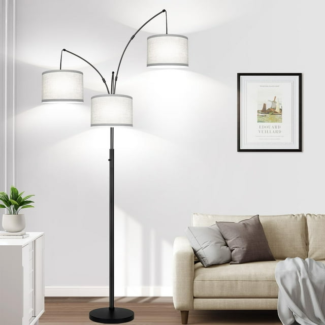 Lámpara de pie Nintiue de 203 cm, regulable, 3 luces LED de 3x1000 lm
