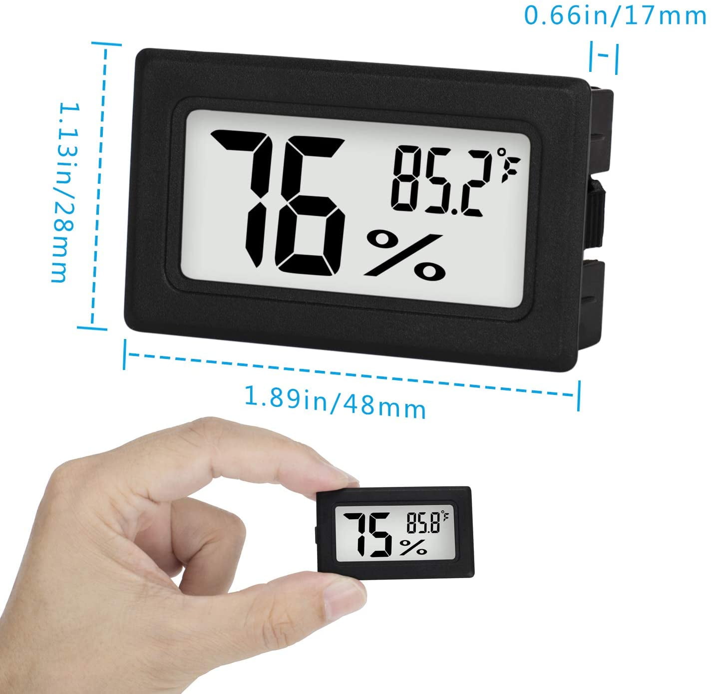 Crazyview 2 Pack Mini Digital Hygrometer Indoor Outdoor Thermometer Hygrometer LCD Temperature Humidity Meter Gauge for Cigar Humidor, Guitar, Garden