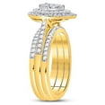 thumbnail image 3 of 14kt Yellow Gold Round Diamond Cluster 3-Piece Bridal Wedding Ring Band Set 3/4 Cttw, 3 of 4