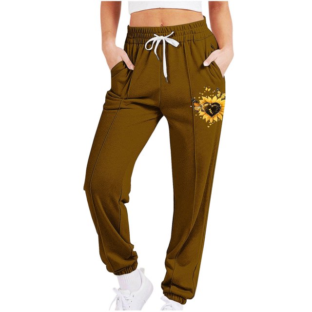 Funicet Women Fallow Fashion Printed Casual Drawstring Sports Ankle Binding Leg Sweatpants