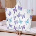 thumbnail image 5 of White Blue Purple Butterfly Pattern Hooded Bath Towel，60"x35" for Ages 3 To 12 Kids, Quick Dry Lightweight Soft Microfiber Hood Beach Towel Cover Up for Kids, 5 of 7