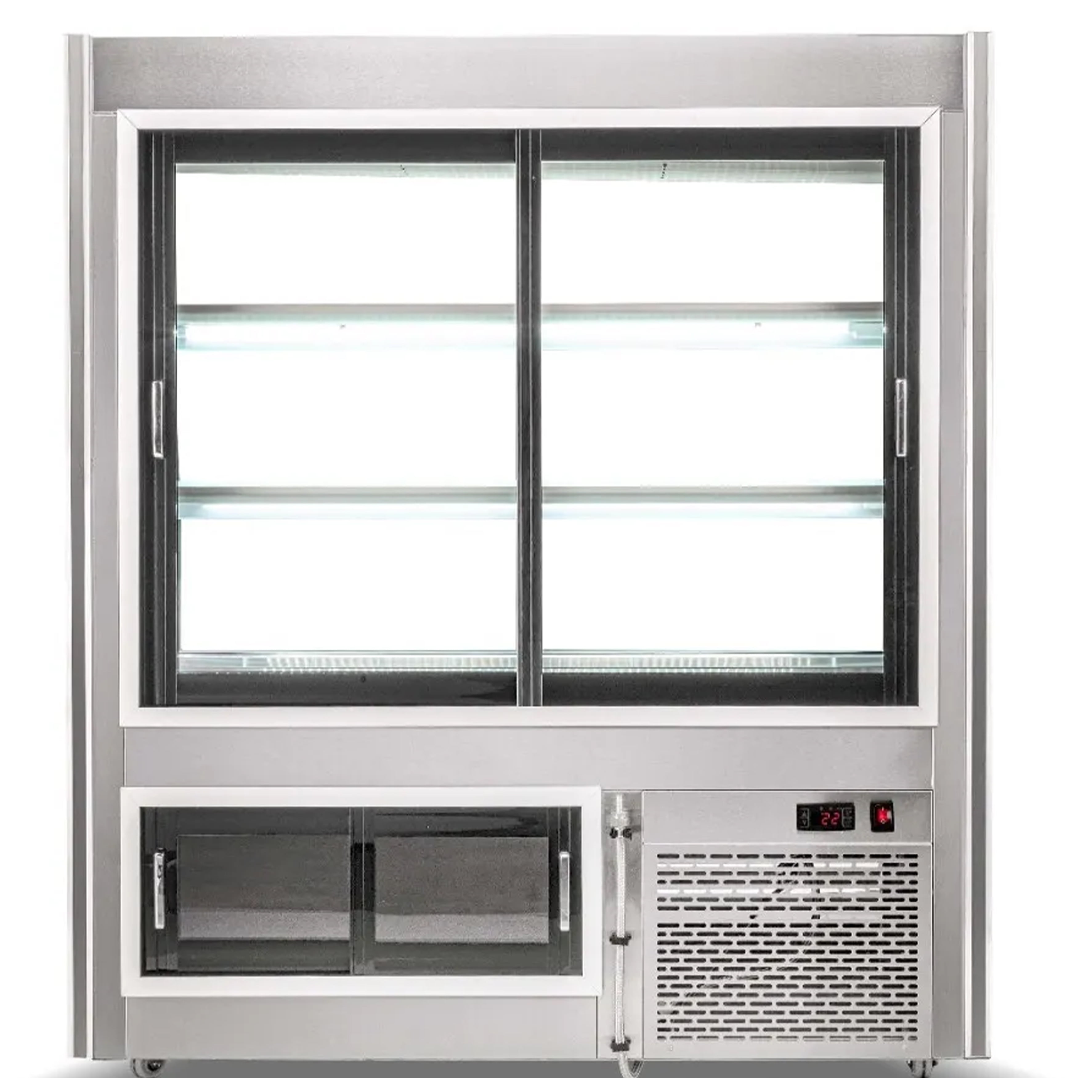 NSF 60 in. Butcher Seafood Raw Meat Refrigerated Case 29 Cu.Ft. Deli Case Meat/Seafood Display Showcase Commercial Refrigerator Cooler Case