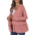 thumbnail image 4 of Full Zip Up Hoodie Jacket for Women Pleated Tiered Ruffle Hooded Sweatshirts Coat Long Sleeve Pullover Cardigan, 4 of 8