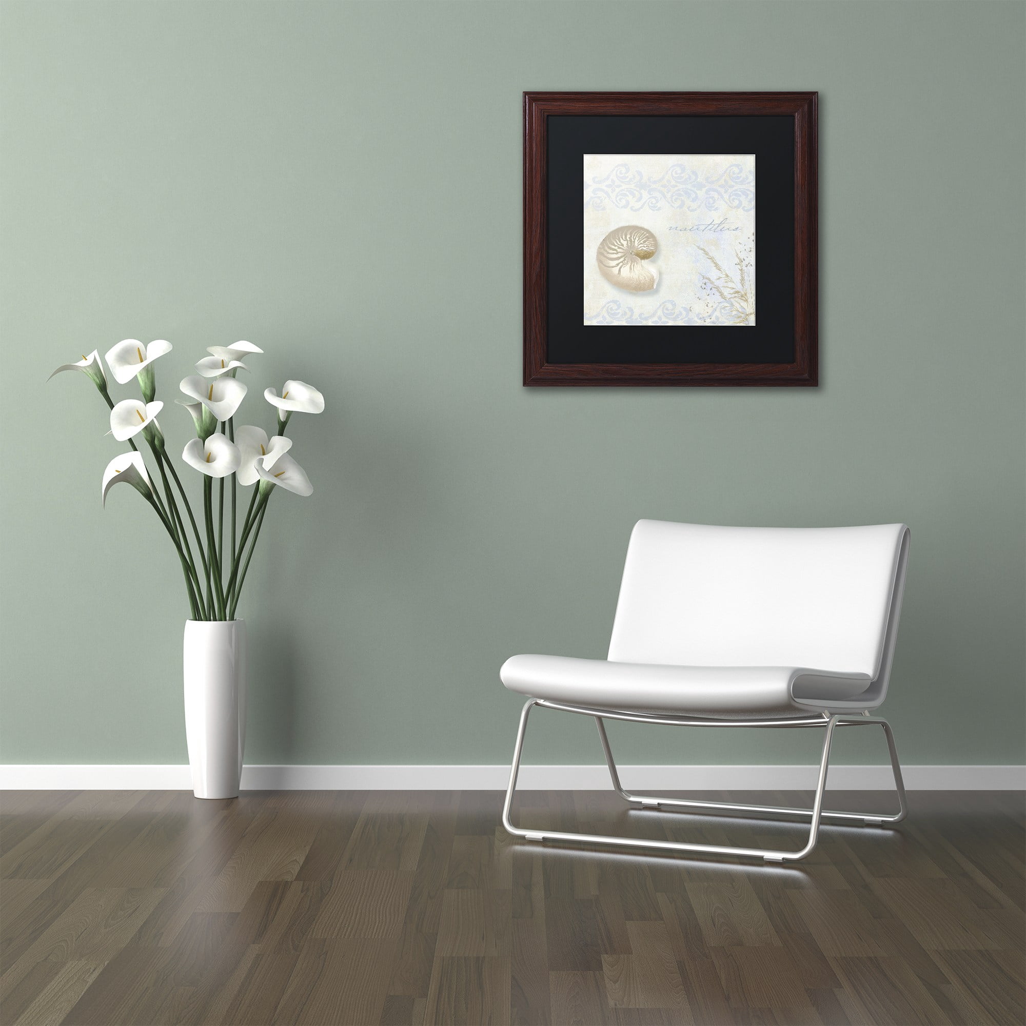 Trademark Fine Art "She Sells Seashells I" Canvas Art by Color Bakery, Black Matte, Wood Frame