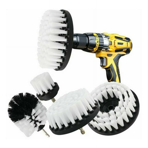 Juego de cepillos para taladro y fregador eléctrico mejorados, kit de cerdas suaves blancas para una limpieza eficiente en espacios reducidos y en diversas superficies, compatible con la mayoría de