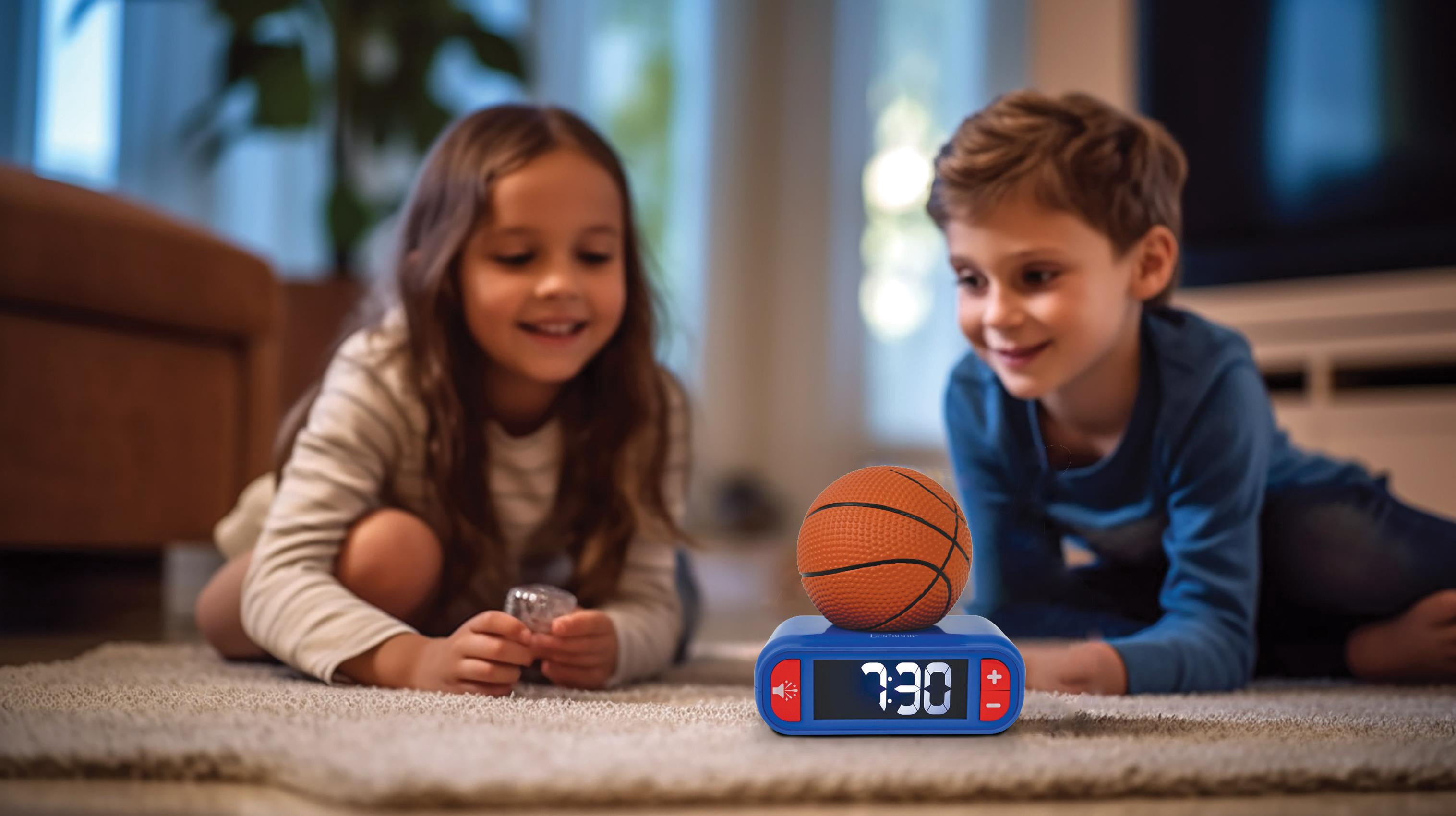 Lexibook, Basketball, Basketball Nightlight Alarm Clock, Sounds and Melodies, LCD Backlit Screen, Luminous, Snooze, Blue / Orange