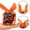 thumbnail image 3 of 100PCS Halloween Treat Bags Candy Bags, Kids Trick or Treat Bags Goodie Bags, Cute Rabbit Ear Small Halloween Cookies Plastic Gift Bags for Halloween Party Decoration Supplies, Color 2, 3 of 7