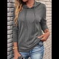 thumbnail image 4 of Sudadera con Capucha para Mujer, de Gran Tamaño, Informal, de Larga, con Cordón Ajustable Gris L, 4 of 7