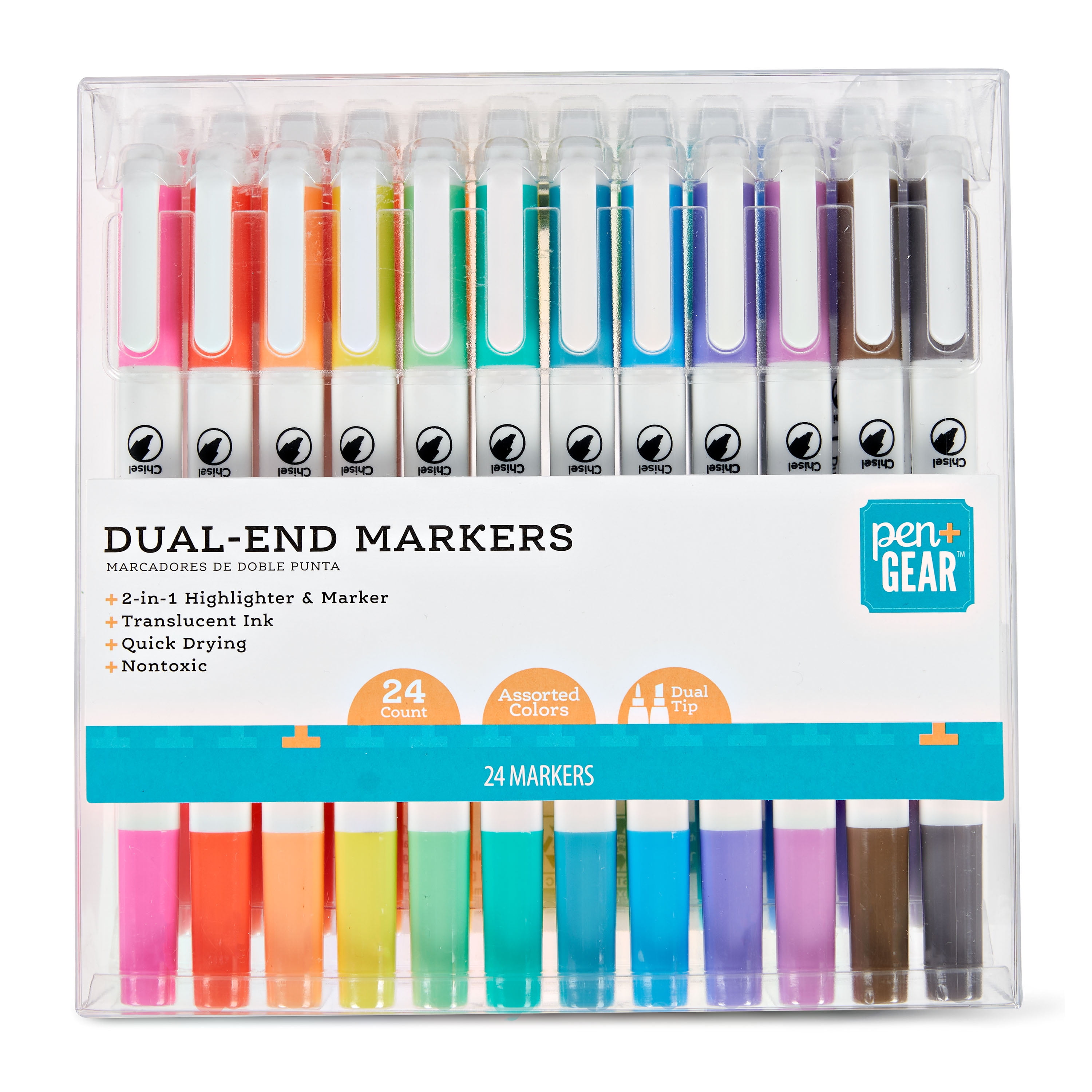 Brilliant Feud teacher Pen + Gear Dual-Tip Markers, Fine Tip Marker and Chisel Tip Highlighter,  Assorted Colors, 24 Count - Walmart.com