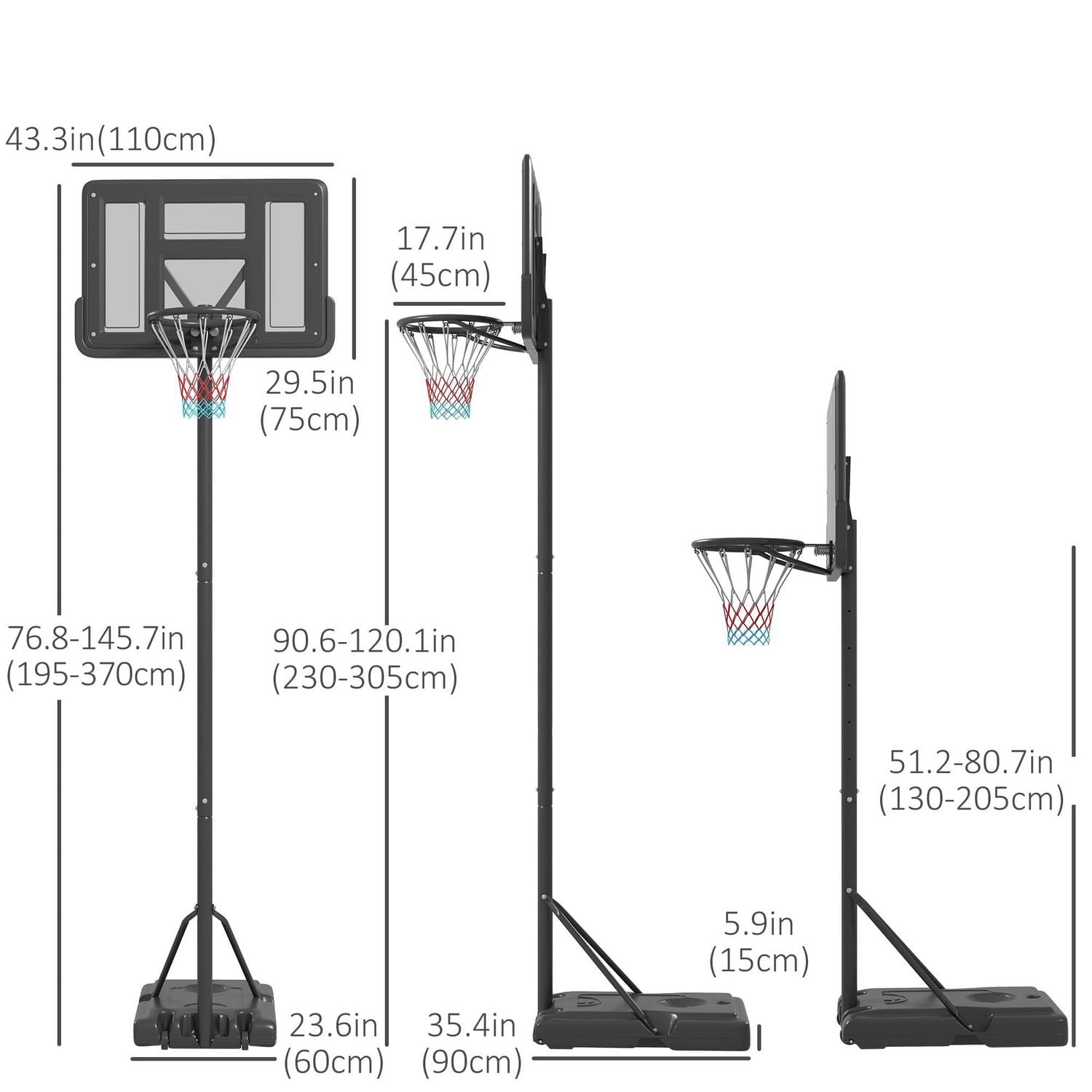 Soozier Portable Basketball Hoop, Poolside or Backyard, for Youth Adults