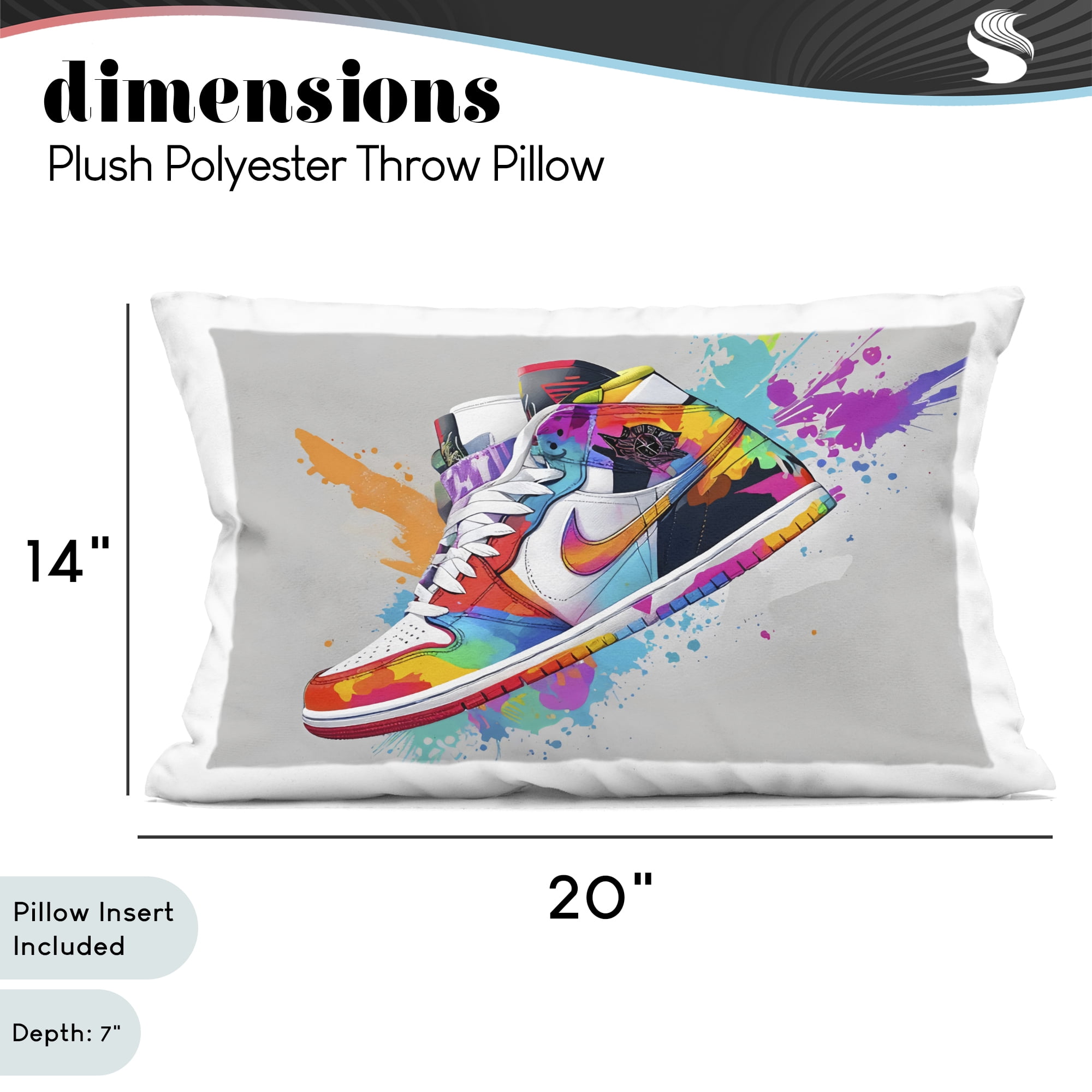 Stupell Industries Hightop Sneaker with Splatter Decorative Printed Throw Pillow, design by Creative Studio, 14 x 7 x 20