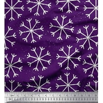 Soimoi Purple Cotton Duck Fabric Snow Flakes Floral Print Fabric by the Yard 42 Inch Wide