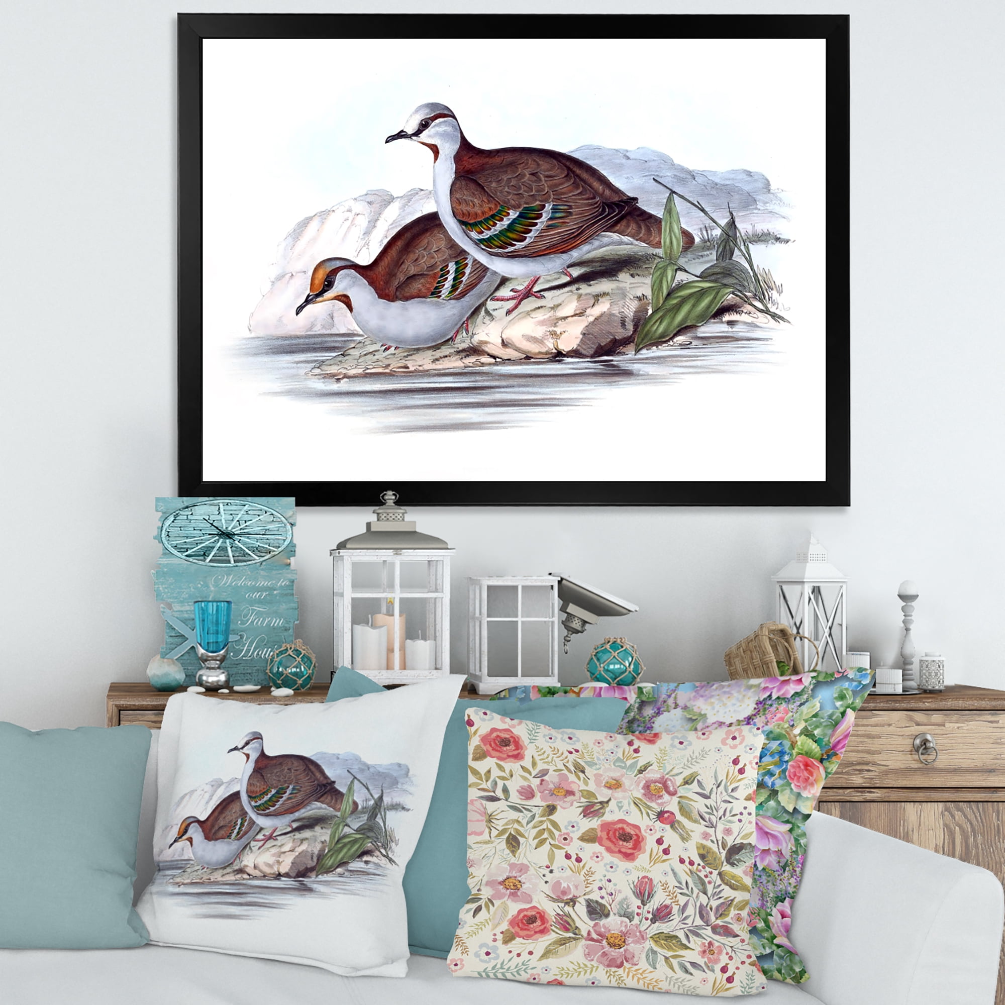 Designart 'Ancient Australian Birds IX' Traditional Framed Art Print