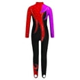 thumbnail image 4 of Haitryli Kids Girls Full Body Unitard Shiny Rhinestones Gymnastics Leotard Dance Bodysuit Long Sleeve Jumpsuit Purple&Red 14, 4 of 5