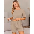 thumbnail image 2 of Ekouaer Women's Maternity Pajamas Sets 2 Piece Outfits Short Sleeve Shirts and Biker Shorts Pregnancy Loungewear Mama Clothes, 2 of 6