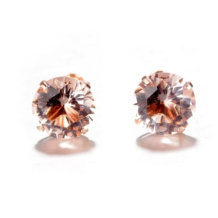 18K Rose Plated Lab Morganite Stud Earrings