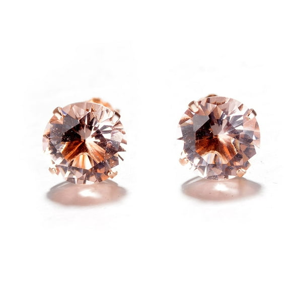 18K Rose Plated Lab Morganite Stud Earrings