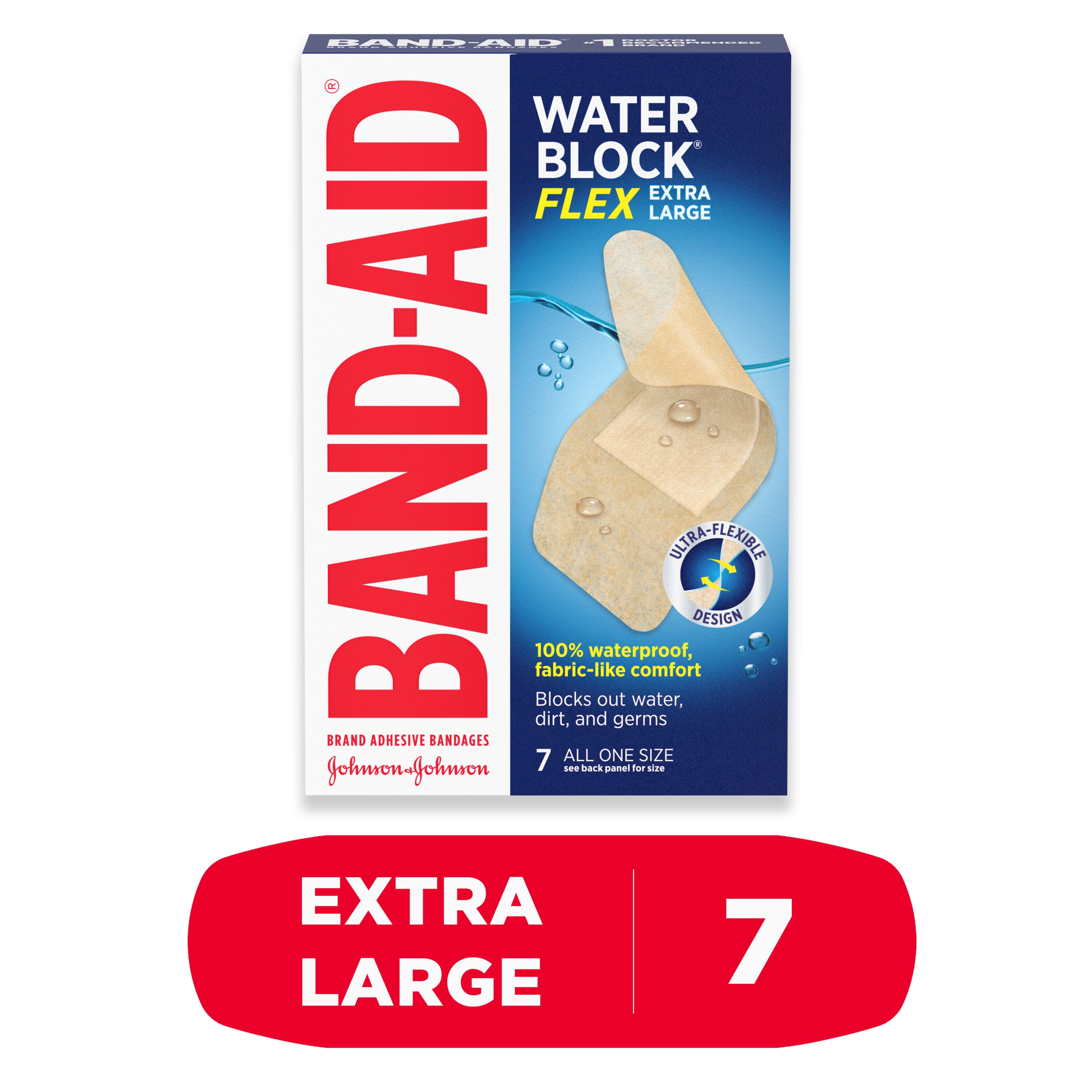 Band-Aid Brand Water Block Flex Adhesive Bandages, Extra Large, 7 ct