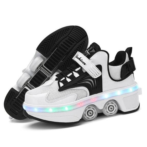 Roller Skates for Women Men, Shoes with Wheels for Girls, Kick Rollers Shoes Retractable for Boys, Adult Parkour Quad Roller Shoes, Inline Skates Children's Outdoor Skates