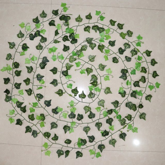 100 Uds hoja 1 pieza 2,4 M decoración del hogar hoja de hiedra Artificial guirnalda plantas vid follaje falso flores enredadera corona de hiedra verde
