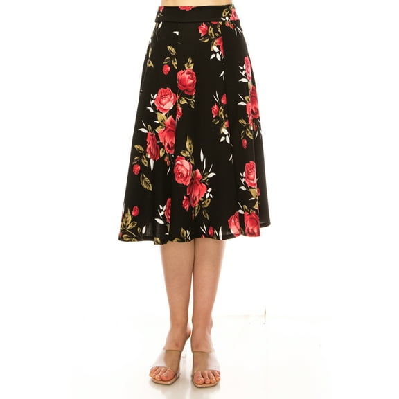 Women's Floral print A-line midi skirt