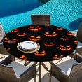 thumbnail image 6 of Round Table Cover 36-44 Inch Halloween Waterproof Reusable Table Cloth Round Fitted Vinyl Tablecloth with Elastic Edged for Parties Outdoors, Orange Red Horror Classic Black, 6 of 9
