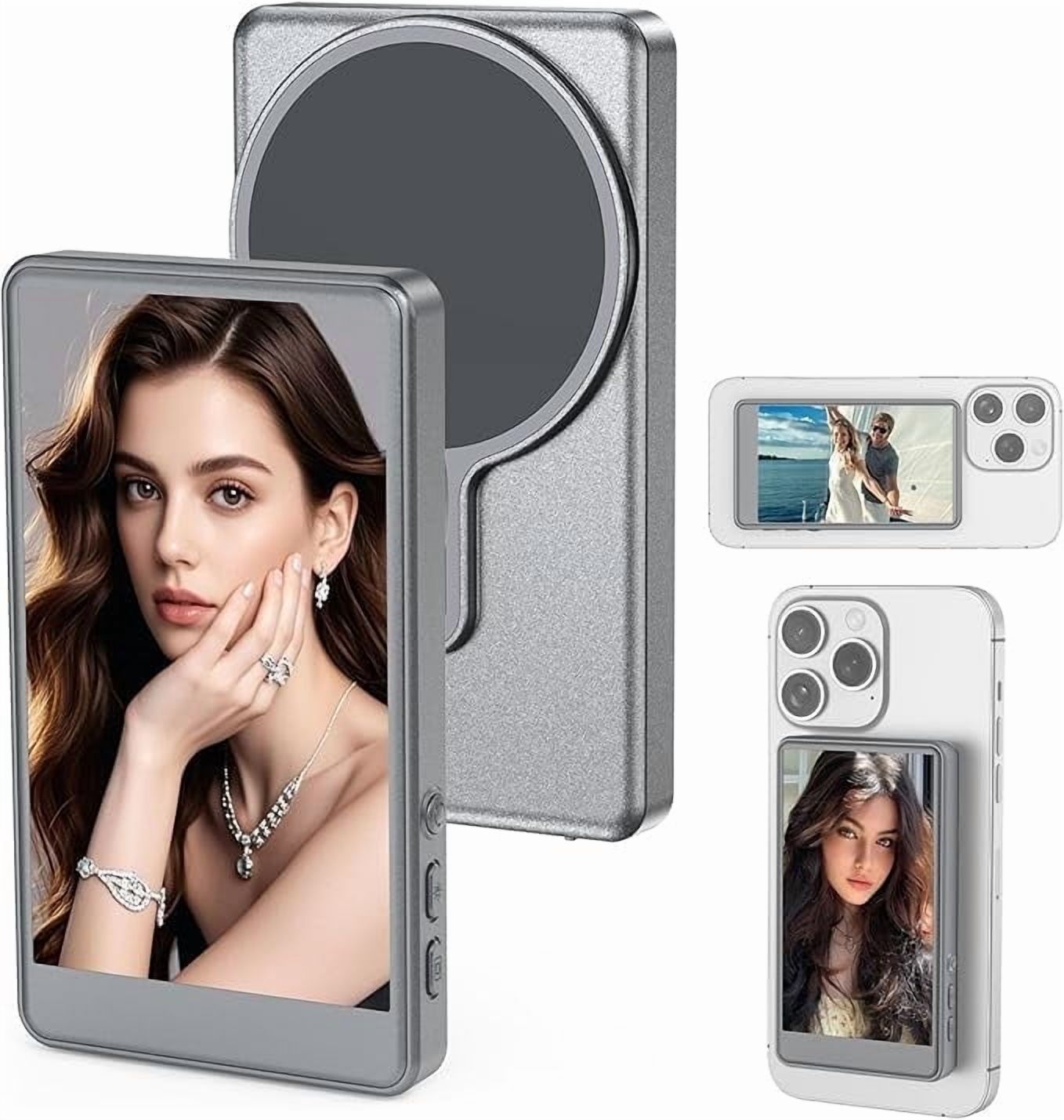 Monitor Selfie Magnetico Per IPhone – 4K 30FPS, Sincronizza Fotocamera Posteriore, Per Vlog, Live, TikTok