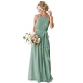 thumbnail image 1 of Vestido de dama de honor Stylefun Halter en A, chifón en forma de A, verde empolvado, 1 of 7