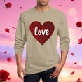 thumbnail image 2 of LJEFF Men's Valentine's Day Long-Sleeve Shirt, Crew Neck Regular Fit Casual Heart Print Men's Tees Khaki, 2 of 5