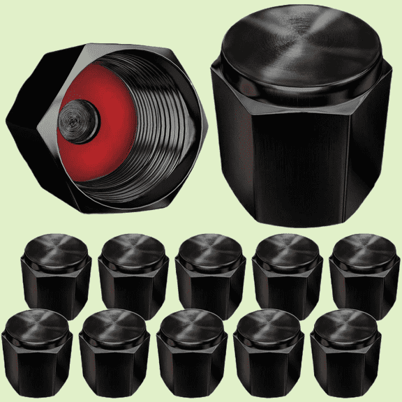 Metal Tire Valve Stem Caps - 12 Pack Black E Valve Caps