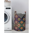 thumbnail image 3 of Abstract Laundry Bag, Geometric Illustration Along Colorful Concentric Wavy Squares on Blue Background, Basket with Handles Drawstring Closure for Laundromats, 13" x 19", Multicolor, by Ambesonne, 3 of 4