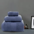 thumbnail image 3 of Long Staple Bath Towel Set Super Absorbent Soft Quick Drying 3 Piece Square Design for Spa and Home, 3 of 5