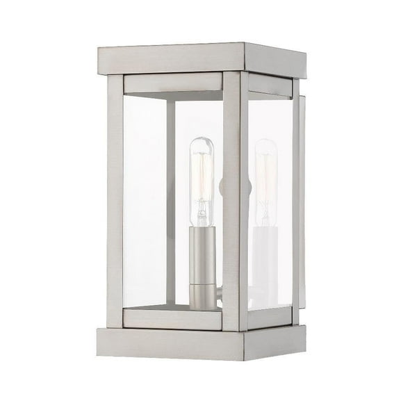 Livex Lighting 20701-91 Outdoor Wall Lantern, Medium, Brushed Nickel