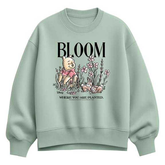 Winnie the Pooh - Bloom Where You Are Planted - Women's Oversized Fleece Crew Sweatshirt