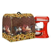 Xoenoiee Rooster Chicken Sunflower Daisy Print Stand Mixer Cover for 4.5-5 Qt Electric Mixer with Organizer Bag, Fits All Tilt Head & Bowl Lift Models Stand Mixer Dust-proof Cover with Handle, S