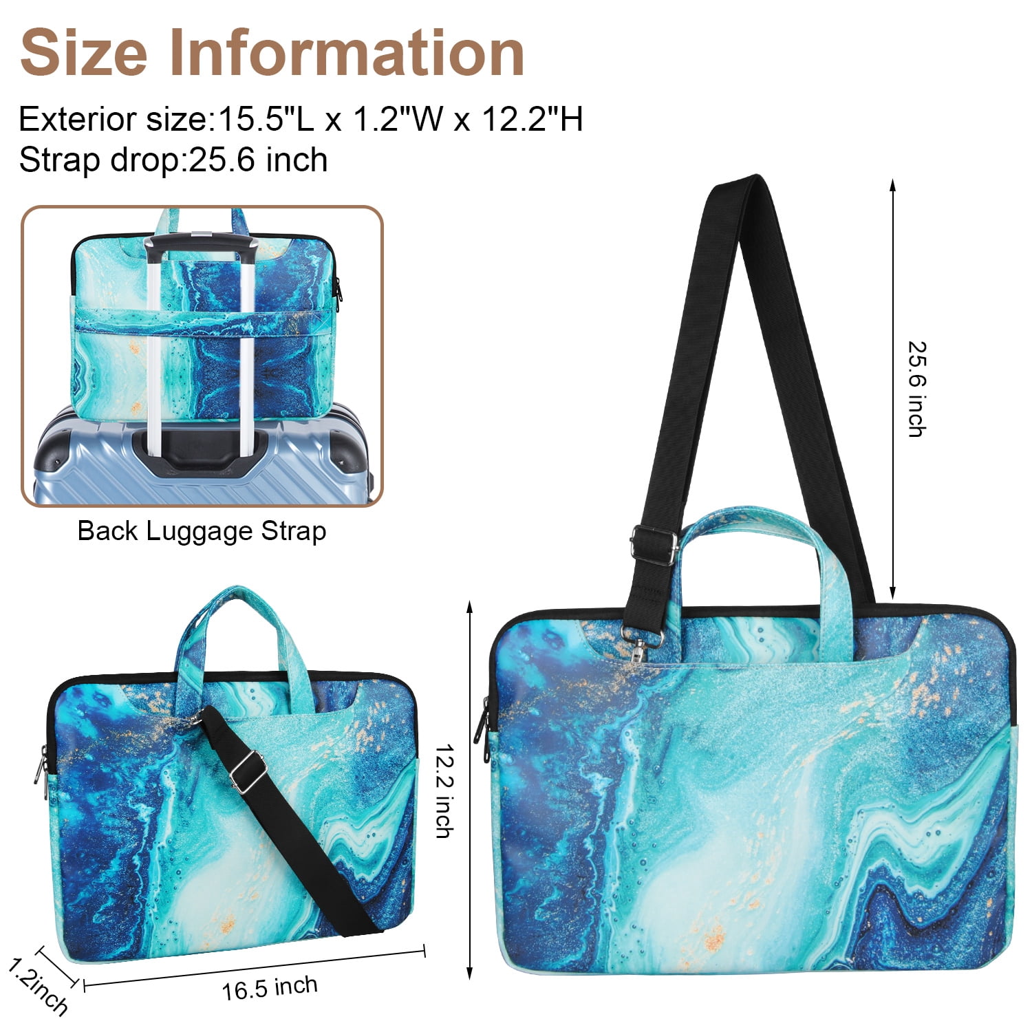 Laptop Bags for Women 15.6 inch Laptop,AILKIN Laptop Sleeve Carrying Case Briefcase Messenger Shoulder Tote Bag Computer Laptop Crossbody Shoulder Laptop Bags for Women,Business,Office,Blue Galaxy