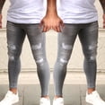 thumbnail image 2 of B91xZ Men's Relaxed Fit Jeans Slim Fit Stretch Jeans Ripped Skinny Jeans,Gray XXXL, 2 of 2