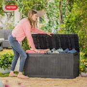 Keter Comfy 70 Gallon Durable Resin Outdoor Storage Deck Box Ideal Store Garden Tools and Pool Toys, Graphite Grey